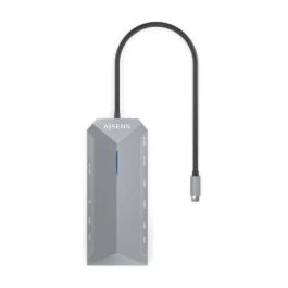 AISENS - USB-C DOCK 12 EN 1, USB-C A 2XHDMI, 1XRJ45, 3XUSB-A, 2XUSB-C, 1XUSB-C PD, 1XAUDIO, 1XSD, 1XMICRO SD, GRIS, 15CM