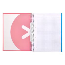 Cuaderno Espiral A4 Micro Antartik Tapa Forrada 120H 90 gr Cuadro 5 mm 5 Bandas 4 Taladros Color Coral