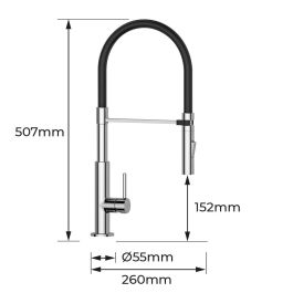 Edm Grifo Monomando de Cocina Serie Bermeo Caño Alto Latón/Zinc Cromado con Cartucho Cerámico 25mm