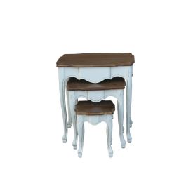 DKD Home Decor Mesita Auxiliar Tradicional Blanco Marron Paulownia Set de 3 40 x 60 x 66 cm Precio: 131.89. SKU: S3022434