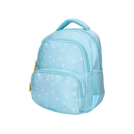 Cartera Escolar Liderpapel Moc Hila Multibolsillo Infantil Flowers Azul 350x110x270 mm