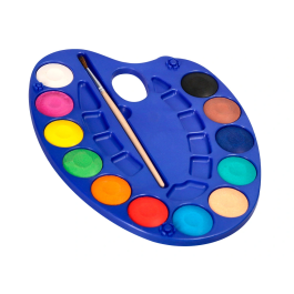 Liderpapel Acuarela 12 Colores con Pincel, Depósito y Paleta de Plástico