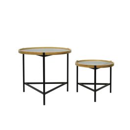 Juego de 2 mesas DKD Home Decor Negro 64 x 64 x 55 cm 62 x 62 x 55,5 cm