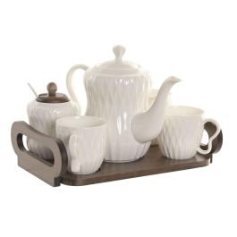 DKD Home Decor Tazas de Café Porcelana Bambú Blanco Marrón Oscuro 20 x 19 x 28 cm Set de 6 Precio: 28.9500002. SKU: B1K4N5DZJP