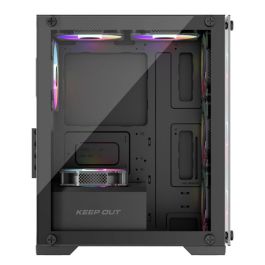Keep Out XC-201 Caja PC Gaming Micro-ATX/ITX Vidrio Templado ARGB Negro para e-sports, max. GPU 310mm