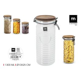 La Mediterranea Tarro de Vidrio con Tapon de Acacia 1300 ml - 10x10x25 cm (12 Unidades) Precio: 49.50000011. SKU: B1AWKD5MLM