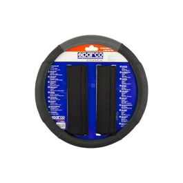 Sparco SPC1111KGR Juego de Funda de Volante Antideslizante y 2 Almohadillas Universales Poliéster Negro-Gris Lavables