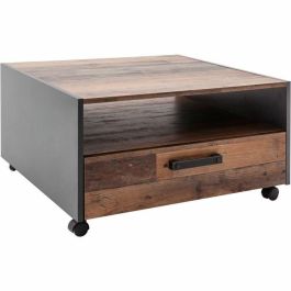 Mesa de centro cuadrada TRE4251585334448 - Tablero de partículas, madera envejecida/gris, doble tapa, 1 cajón L70xP70xH40 cm Precio: 140.49999942. SKU: B14F24CJWQ