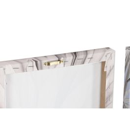 DKD Home Decor Set de 5 Piezas Cuadro Decorativo Hojas Beige Verde Lienzo MDF 25 x 25 x 2.5 cm