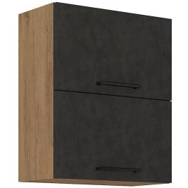 Mueble alto ROCK - Melamina con decoración roble lancelot y gris matera - 1 puerta - L60 x H72 cm