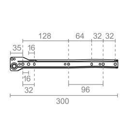 Micel Juego de guía cajón GC1 300mm, acero, acabado blanco, 10x35mm, carga máxima 18kg, Bl 75030