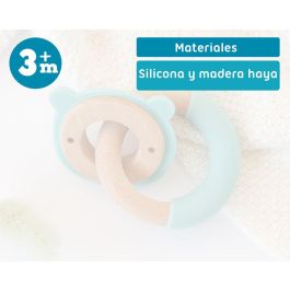 KioKids Mordedor para Bebé Madera de Haya y Silicona de Alta Calidad Oso Verde +3 Meses Masajea Encías Alivia Dentición Colección Ecofriendly