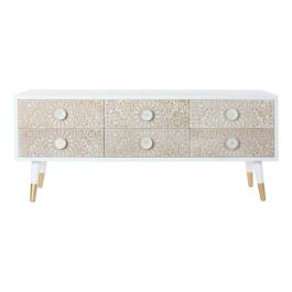 Mueble de TV DKD Home Decor 119 x 42 x 50 cm Abeto Dorado Blanco Marrón claro