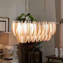 Lámpara Techo Plumas Champán Cristal 100 X 35 X 38 cm