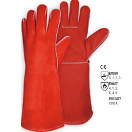 JOVIT Guante Soldador Vacuno Rojo 40cm Talla 9, Pack 5 Unidades Precio: 43.58999953. SKU: B19PQFYAEA