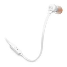 JBL JBLT110WHT Auriculares Intrauditivos con Micrófono, Conector Jack 3.5mm, Blancos