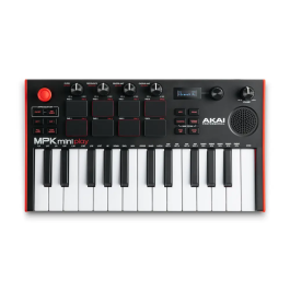 Akai MPK Miniplay Mk3 Teclado Controlador USB con Altavoz Integrado, 25 Miniteclas Sensibles a la Velocidad, Pads MPC Retroiluminados, Pantalla OLED y Arpegiador