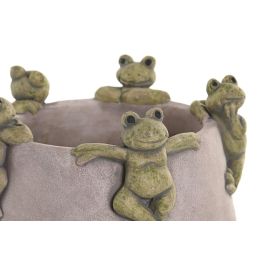 DKD Home Decor Jarrón Decorativo Estilo Shabby de Cemento, con Detalle de Ranas, Acabado Gris y Verde, Medidas 18x18x26 cm, Lote de 4 Unidades DKD Home Decor Jarrón Decorativo Estilo Shabby de Cemento, con Detalle de Ranas, Acabado Gris y Verde, Medidas 18x18x26 cm, Lote de 4 Unidades