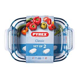 Pyrex Set 2 Fuentes Horno Classic Vidrio Borosilicato Transparente 39x27x8 cm - Resistentes a Rayaduras, Apto Lavavajillas