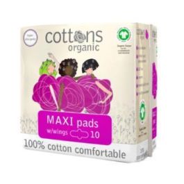 COTTONS Compresa Maxi con Alas 10 Unidades Orgánica, Hipoalergénica, Super Absorbente para Flujo Medio-Abundante y Noche Precio: 5.50000048. SKU: B1GBXP27D2