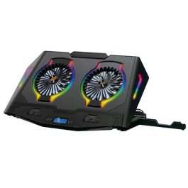 Conceptronic THYIA02B Soporte Base Refrigeración Portátiles Gaming 17" RGB 2 Ventiladores Silenciosos Pantalla LCD 4 Niveles USB Negro