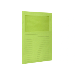 Q-connect Subcarpeta Cartulina Verde DIN A4 con Ventana Transparente 120 gr Certificado Blue Angel