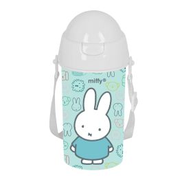 Miffy Botella de agua 500 ml "Friends" con pajita y apertura automática 7,3x19,5x7,3 cm