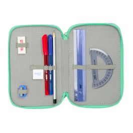 Portatodo Triple Bluey Sisters Verde Agua 12,5 x 19,5 x 5,5 cm 37 Piezas