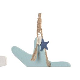 DKD Home Decor Decoracion Colgante Mediterraneo Blanco Azul Resina Cuerda 1.5 x 35 x 21.5 cm (12 Unidades)