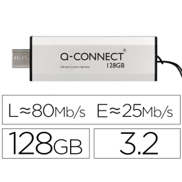 Q-connect Memoria USB 128 GB 3.2 Tipo C Flash Drive Plateado Precio: 38.9378. SKU: B1FCGH9MLV