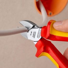 Knipex 70 06 160 T Alicates de Corte Diagonal, 4mm, Acero Cromo Vanadio, Plástico, Protección contra Caídas, Rojo/Amarillo