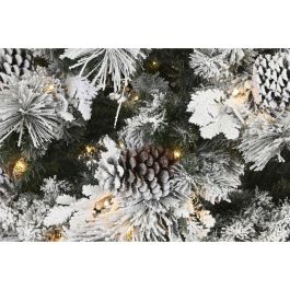 DKD Home Decor Árbol de Navidad Artificial Alpina Blanco PVC con Luz Cálida LED, Piñas, 1312 Ramas y 240 cm Alto