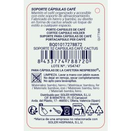 Quttin Soporte para 32 Cápsulas de Café Cactus - Organizador de Café 41.5 cm Alto (12 Unidades)