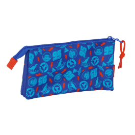 SAFTA Portatodo Triple Cars Disney Pixar con 3 Compartimentos Separados con Cremallera 22x3x12cm