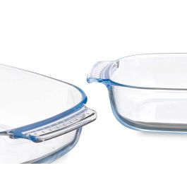 Vivalto Bandeja Rectangular de Borosilicato con Asas 2L - Transparente (30x6x19 cm) (Set de 12)