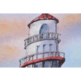 DKD Home Decor Cuadro Atlantico Blanco Azul 3 x 90 x 60 cm (4 Unidades) Lienzo MDF Faro Hecho a mano