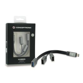 Conceptronic Hub USB Tipo C Hubbies01 - 1 Puerto USB 3.0 y 2 Puertos USB 2.0, Compatible con MacBook, Chromebook Pixel