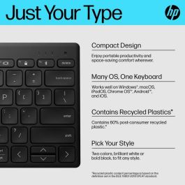 HP Teclado Bluetooth Multi-Dispositivo Compacto Inalámbrico para Escritorio, Laptop, Tablet y Teléfono