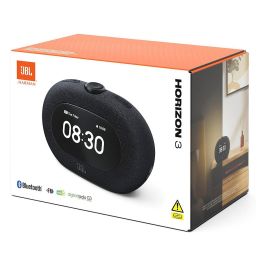 JBL Horizon 3 - Reloj Despertador con Radio DAB/DAB+/FM, Bluetooth 5.3, Altavoces, Pantalla LCD, Alarma, USB, Negro