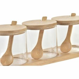 Azucarero Basicos DKD Home Decor Transparente Natural 10 x 10 x 29 cm Set de 3