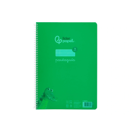 Liderpapel Cuaderno Espiral A4 Pautaguía Tapa Plástico 80 Hojas 90gr Cuadro Pautado 3mm Con Margen Color Verde