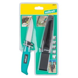 Wolfcraft Cuchillo de exterior con estuche 4086000 - Cuchilla 95 mm, Incluye funda, Verde/negro/metal