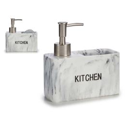 Estropajero Doble Mármol Kinvara con Dispensador 14.5x14x6.2 cm - Resina, Color Mármol Blanco, Incluye Esponja (18 Unidades) Precio: 100.49999971. SKU: B1D9VH8ST7