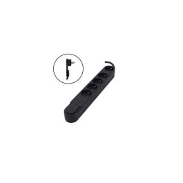 Chacon Regleta 5 tomas de corriente 16A con interruptor, enchufe plano, cable 1.5m HO5VV-F 3x1.5 mm², negra Chacon Regleta 5 tomas de corriente 16A con interruptor, enchufe plano, cable 1.5m HO5VV-F 3x1.5 mm², negra