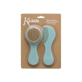KioKids Set Peine y Cepillo Cerdas Naturales Salvia extrasuave para Bebés +0 meses Polipropileno