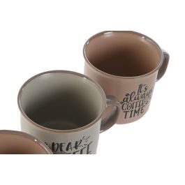 DKD Home Decor Mug Scandi Rosa Azul 7 x 8 x 9 cm Set de 4 Piezas 285ml Gres Apto Microondas Lavavajillas