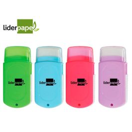 Goma De Borrar Liderpapel Rectangular Con Protector Plastico Sacapuntas 2 Usos Y Cepillo Colores Surtidos 20 unidades