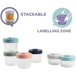 Beaba Set de Recipientes Alimentación Infantil 6 Porciones Hermético Apilable sin BPA (2x90ml + 4x150ml) para Microondas y Congelador Beaba Set de Recipientes Alimentación Infantil 6 Porciones Hermético Apilable sin BPA (2x90ml + 4x150ml) para Microondas y Congelador