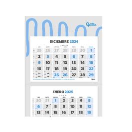 Calendario Pared Liderpapel 3 Meses Vistas 2025 Plegable 33x70 cm Papel 90 gr