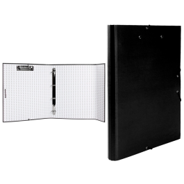 Liderpapel Carpeta 4 Anillas 25mm Folio Negra Cartón Forrado Solapas Miniclip 260x332 mm